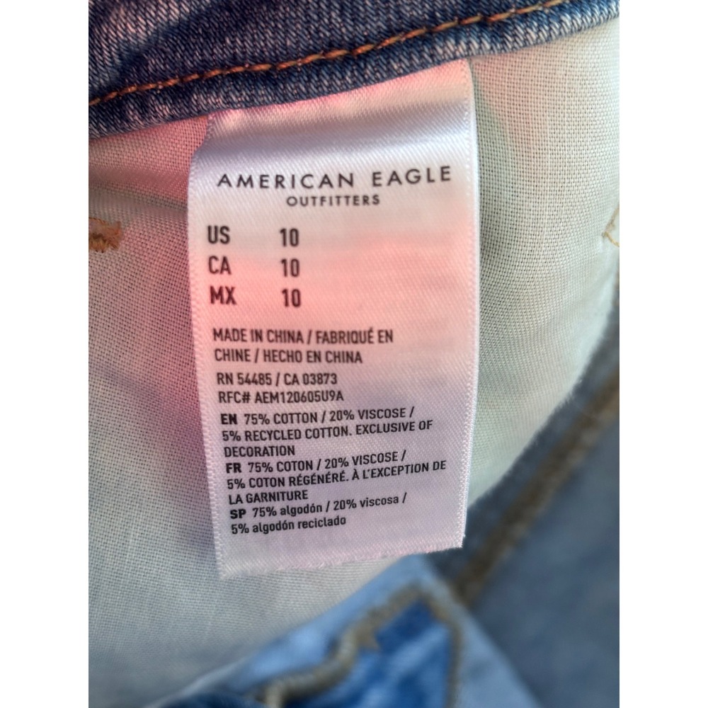 American Eagle Floral Daisy Distressed Denim Shorts High Waisted Blue Womens 12 - Picture 12 of 12